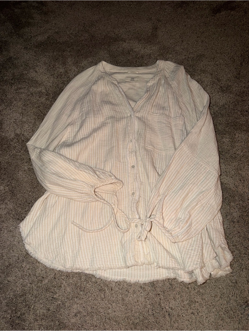 Aerie Tan/Brown/Cream Striped Button Up Size XL